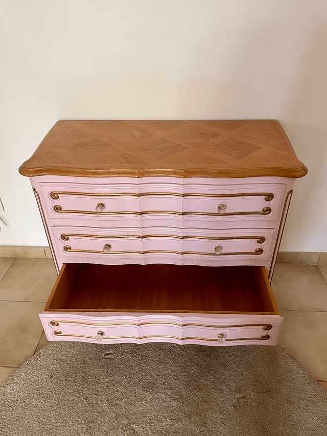 Commode rose 3 tiroirs